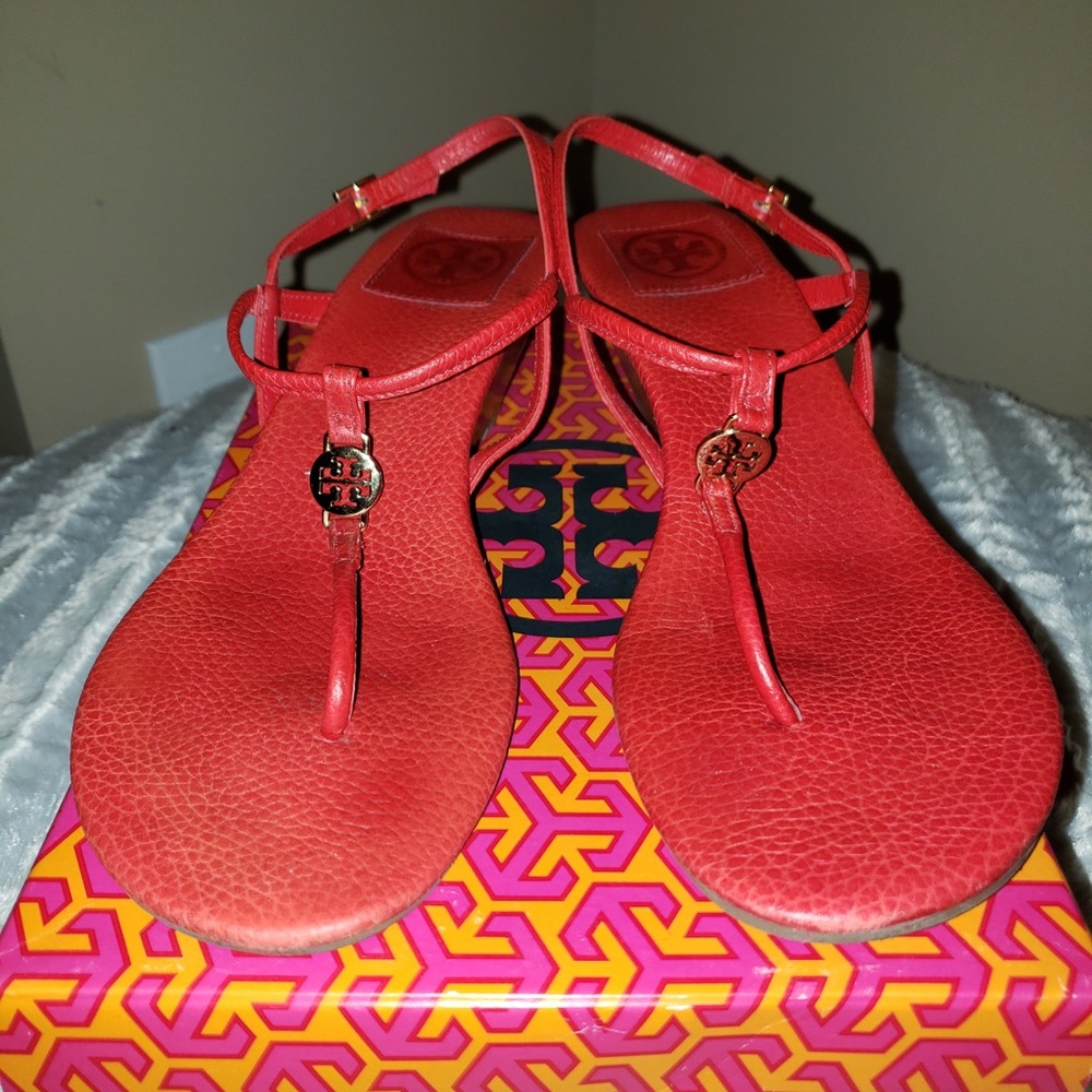 Tory Burch Emmy Demi Wedge - Lobster Red